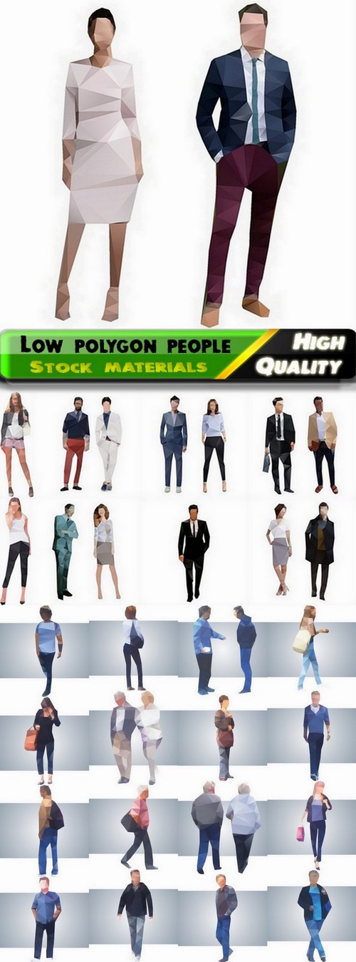 Low polygon of businessmans and people - 25 Eps