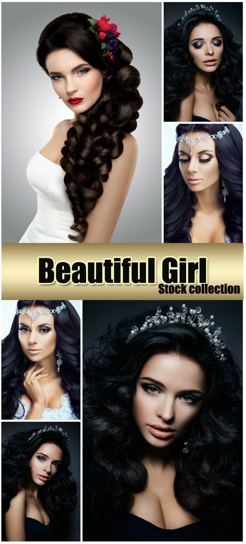 Girl with beautiful hairstyle, tiaras - stock photos
