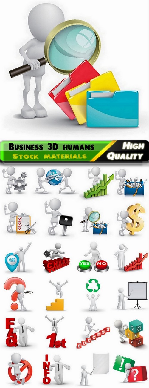 Business 3D white humans in vector from stock - 25 Eps