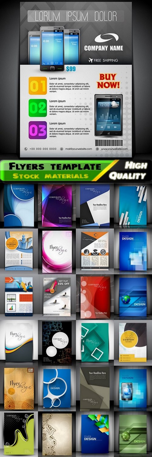 Flyers template design collection in vector from stock #52 - 25 Eps