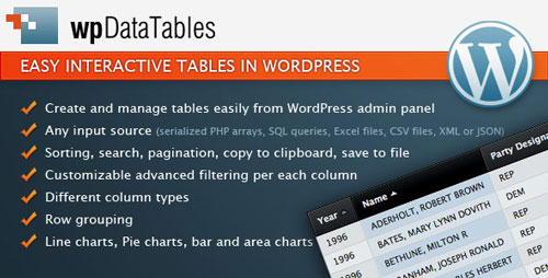 wpDataTables v1.5.6 - easy tables in WordPress product cover