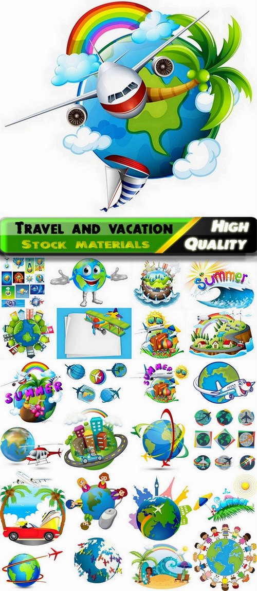 Illustration with theme of travel and vacation - 25 Eps