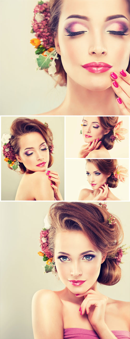 Charming woman, makeup, beautiful hairstyle - Stock Photo
