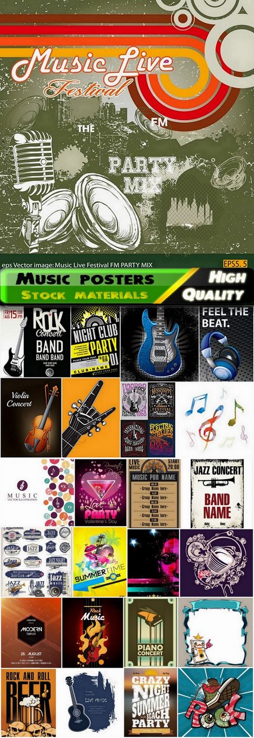 Music posters for disco or party - 25 Eps