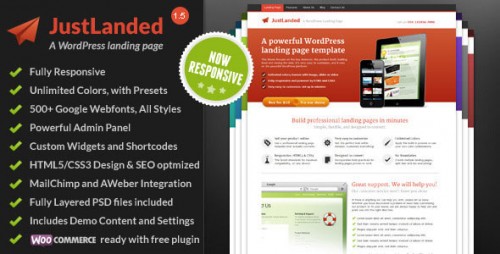 Download JustLanded v1.5.6 - WordPress Landing Page product photo