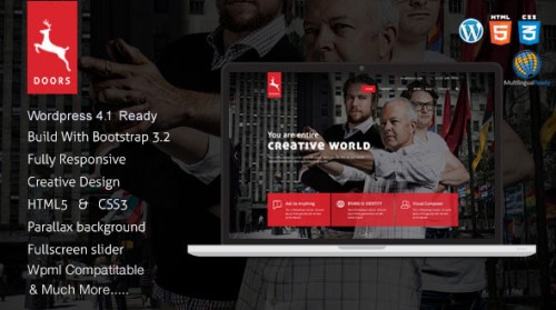 Download Doors - Parallax Responsive One Page wordpress theme product snapshot