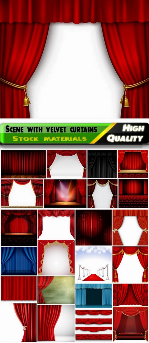 Scene with theater velvet curtains 2