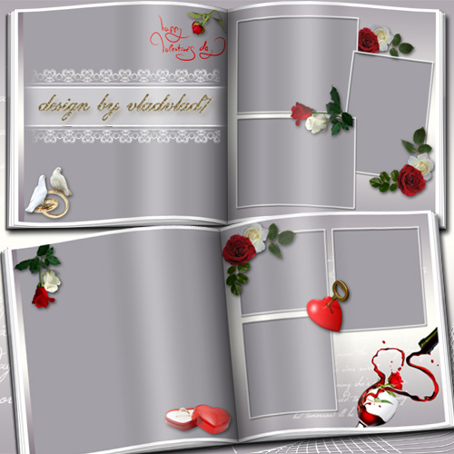 Романтический фотоальбом с белыми и красными розами - Влюбленным