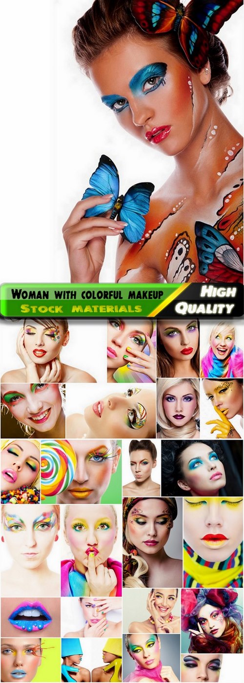 Woman with colorful makeup Stock images - 25 HQ Jpg