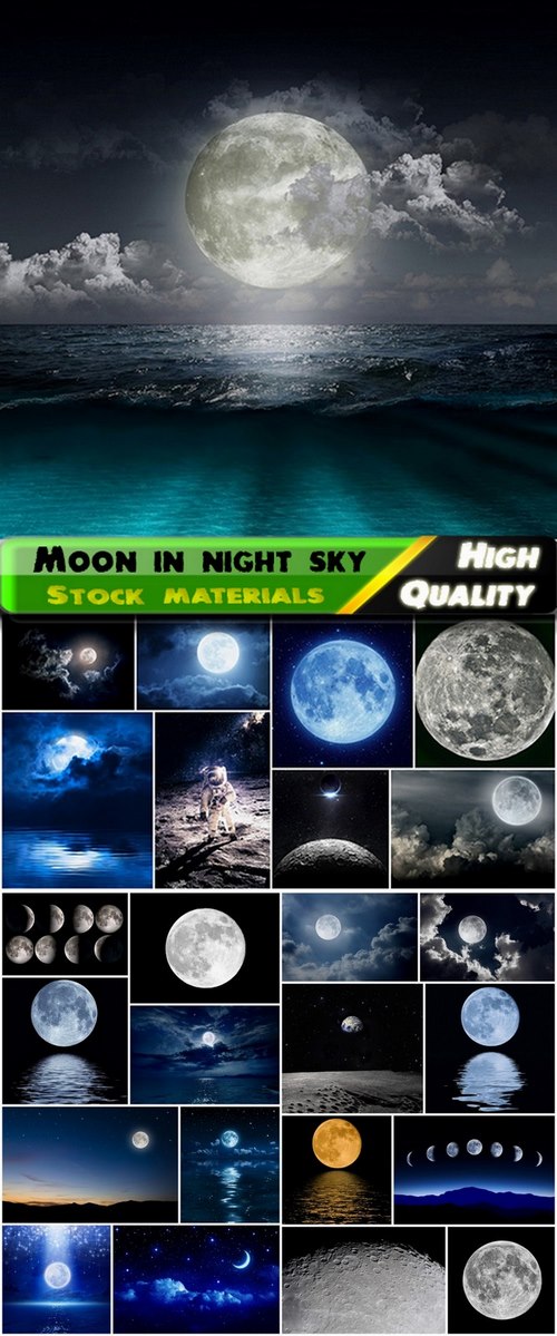 Beautiful moon in night sky and space - 25 HQ Jpg