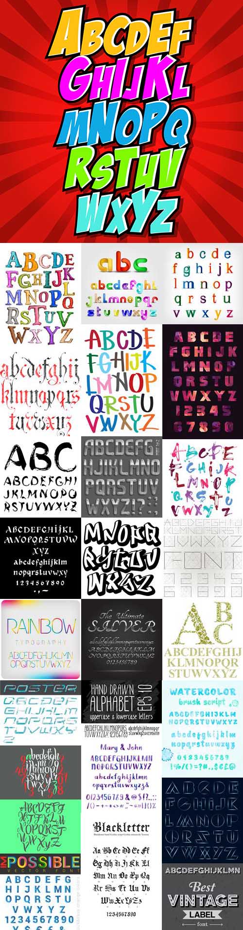 Fonts letters and alphabet