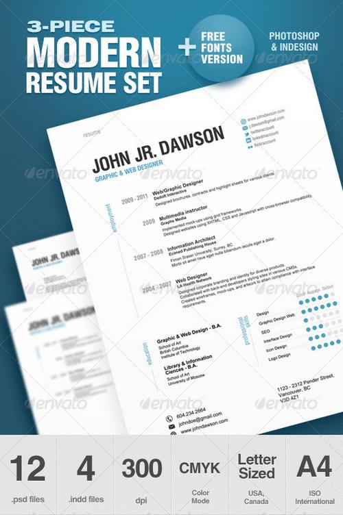 Graphicriver - 3-Piece Modern Resume Set