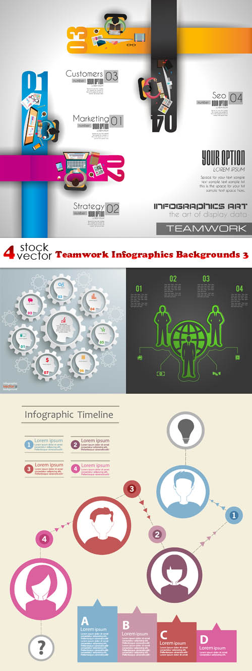 Vectors - Teamwork Infographics Backgrounds 3