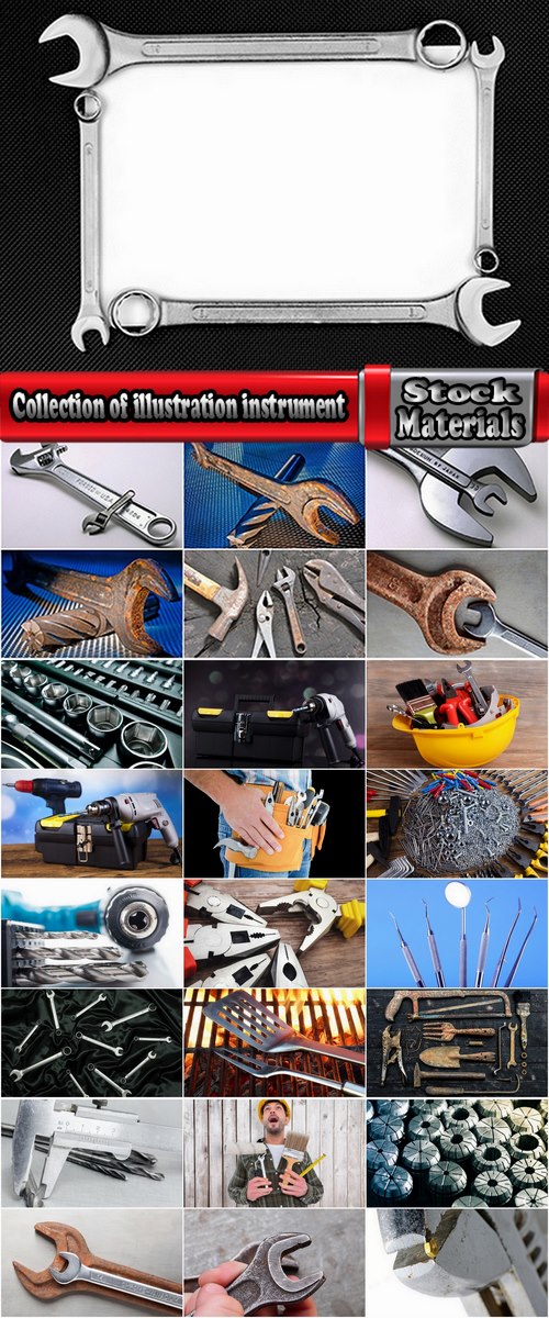 Collection of illustration instrument nut wrench tool mechanic 25 HQ Jpeg