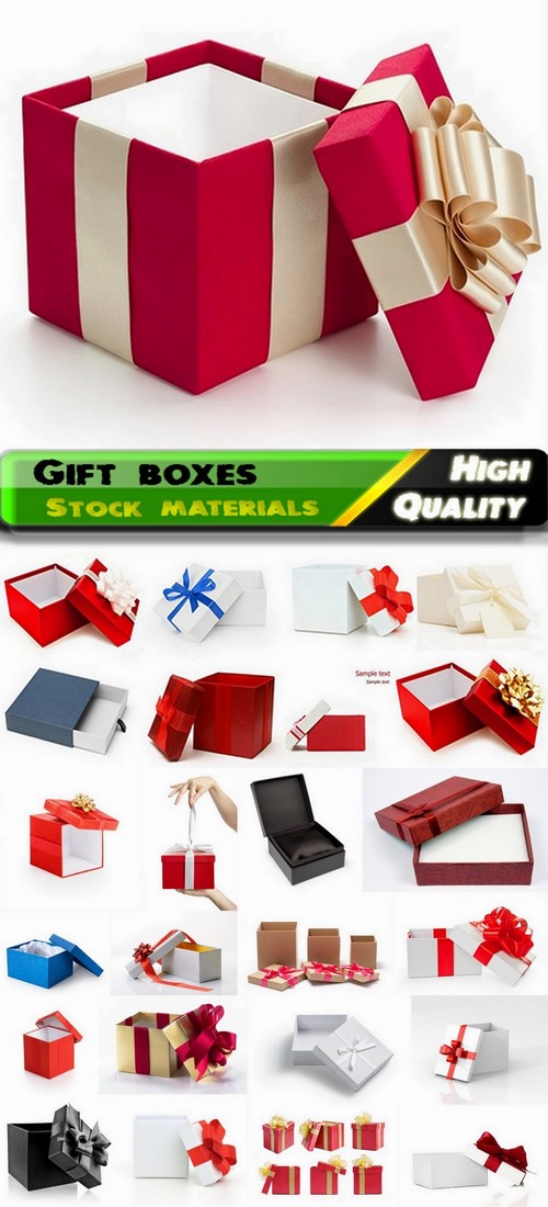 Opened gift boxes for presents isolated on white - 25 Eps