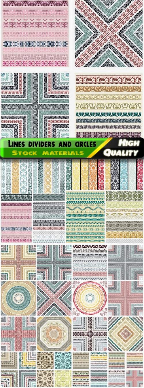 Ornamental lines dividers and circles - 25 Eps