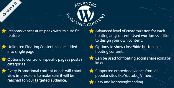 Advanced Floating Content v2.2 - Wordpress Plugin