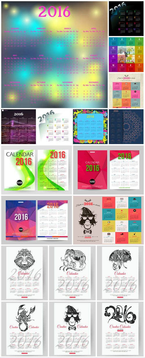 Calendar 2016, new year vector